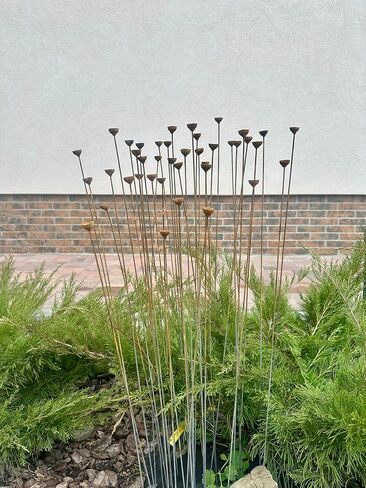 Rusty Tiny Flowers Set of 40, Metal Garden Stakes, Outdoor Rustic Decor, Handmade Yard Art, Weathered Flower Sculptures for Garden or Planter in Saudi Arabia