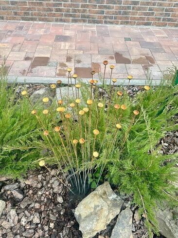 Rusty Tiny Flowers Set of 40, Metal Garden Stakes, Outdoor Rustic Decor, Handmade Yard Art, Weathered Flower Sculptures for Garden or Planter in Saudi Arabia