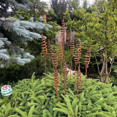 Rusty flowers set of 12, Flowers garden decor, Metal garden decor, metal yard art, outdoor metal decor, Rusty metal garden decor in Saudi Arabia