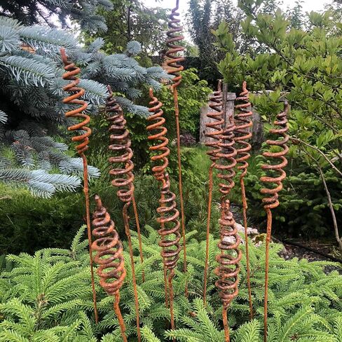 Rusty flowers set of 12, Flowers garden decor, Metal garden decor, metal yard art, outdoor metal decor, Rusty metal garden decor in Saudi Arabia
