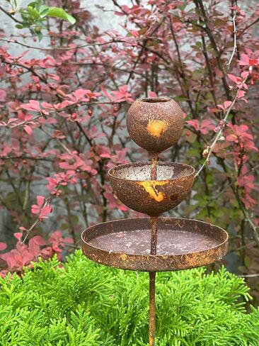 Metal Rain Catchers, Bee Cups outdoor garden decor, Bees Garden Decor, Butterfly feeder, Water station, Rusty flower garden stakes in Saudi Arabia