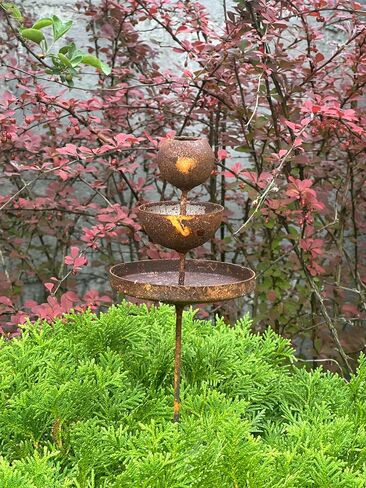 Metal Rain Catchers, Bee Cups outdoor garden decor, Bees Garden Decor, Butterfly feeder, Water station, Rusty flower garden stakes in Saudi Arabia