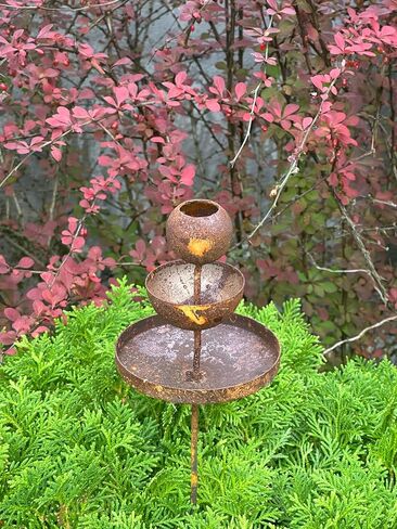 Metal Rain Catchers, Bee Cups outdoor garden decor, Bees Garden Decor, Butterfly feeder, Water station, Rusty flower garden stakes in Saudi Arabia