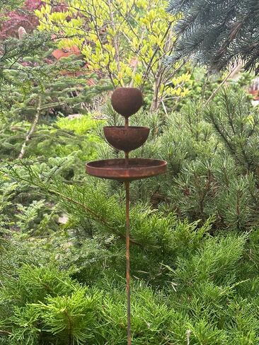 Metal Rain Catchers, Bee Cups outdoor garden decor, Bees Garden Decor, Butterfly feeder, Water station, Rusty flower garden stakes in Saudi Arabia