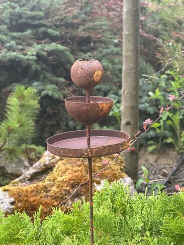 Metal Rain Catchers, Bee Cups outdoor garden decor, Bees Garden Decor, Butterfly feeder, Water station, Rusty flower garden stakes in Saudi Arabia