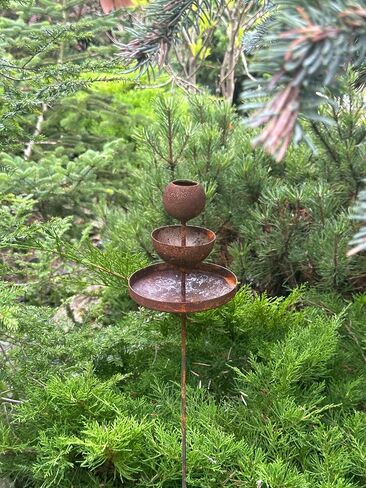 Metal Rain Catchers, Bee Cups outdoor garden decor, Bees Garden Decor, Butterfly feeder, Water station, Rusty flower garden stakes in Saudi Arabia