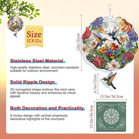 Four Leaf Clover Wind Spinners Outdoor, St Patricks Day Wind Spinners Outdoor Hanging Decorations, St Patricks Day Gifts for Women Mom Grandma (12inch) in Saudi Arabia