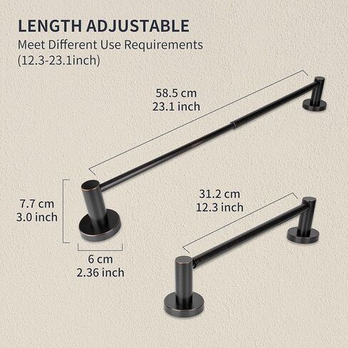 حامل مناشف اليد، رفوف المناشف الدائمة للحمام، حامل مناشف اليد للحمام وأسطح المطبخ، قضيب منشفة قابل للتعديل من الفولاذ المقاوم للصدأ 16.5-26 بوصة (أسود غير لامع) in Kuwait