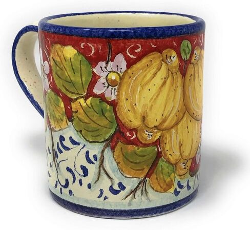 CERAMICHE D'ARTE PARRINI - Italian Ceramic Mug Cup Decorated Lemon Hand Painted Made in ITALY Tuscan Art Pottery in Saudi Arabia