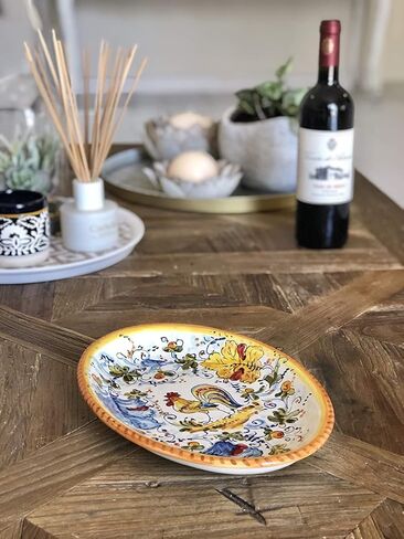 CERAMICHE D'ARTE PARRINI - وعاء تقديم فخار من السيراميك الإيطالي، صينية صغيرة بيضاوية مرسومة يدويًا بنمط الديك مونتيلوبو توسكان صنع في إيطاليا فلورنسا in Saudi Arabia