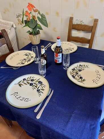 CERAMICHE D'ARTE PARRINI - Italian Ceramic Serving Set Pizza Plates Round Dinnerware Pattern Olives Country Art Pottery Hand Painted Made in ITALY Tuscany Florence in Saudi Arabia