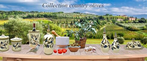 CERAMICHE D'ARTE PARRINI - Italian Ceramic Serving Set Pizza Plates Round Dinnerware Pattern Olives Country Art Pottery Hand Painted Made in ITALY Tuscany Florence in Saudi Arabia