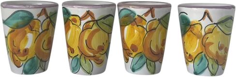 Ceramic Limoncello Glasses - an Elegant Limoncello Glass, Lemon Shot Glass with Purple Rim, Set of 4 Glasses for Kitchen-Made in Italy in Saudi Arabia