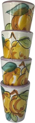 Ceramic Limoncello Glasses - an Elegant Limoncello Glass, Lemon Shot Glass with Purple Rim, Set of 4 Glasses for Kitchen-Made in Italy in Saudi Arabia