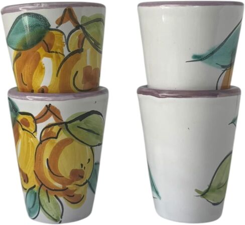 Ceramic Limoncello Glasses - an Elegant Limoncello Glass, Lemon Shot Glass with Purple Rim, Set of 4 Glasses for Kitchen-Made in Italy in Saudi Arabia
