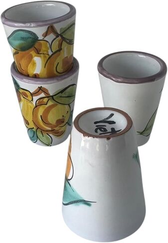 Ceramic Limoncello Glasses - an Elegant Limoncello Glass, Lemon Shot Glass with Purple Rim, Set of 4 Glasses for Kitchen-Made in Italy in Saudi Arabia
