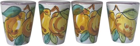 Ceramic Limoncello Glasses - an Elegant Limoncello Glass, Lemon Shot Glass with Purple Rim, Set of 4 Glasses for Kitchen-Made in Italy in Saudi Arabia