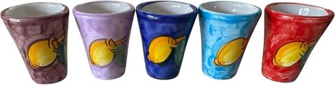 Hand Painted Italian Ceramic Shot Glasses Set of 5, 1 oz Multi-Colored Limoncello Cups, Small Ceramic Shot & Tasting Glasses, Handmade Mediterranean Pottery Drinkware in Saudi Arabia