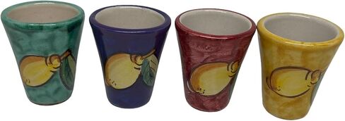 Hand Painted Italian Ceramic Shot Glasses Set of 4, 1 oz Lemon Limoncello Cups, Small Ceramic Multi-Colored Shot & Tasting Glasses, Artisan Mediterranean Pottery Drinkware in Saudi Arabia