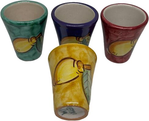 Hand Painted Italian Ceramic Shot Glasses Set of 4, 1 oz Lemon Limoncello Cups, Small Ceramic Multi-Colored Shot & Tasting Glasses, Artisan Mediterranean Pottery Drinkware in Saudi Arabia
