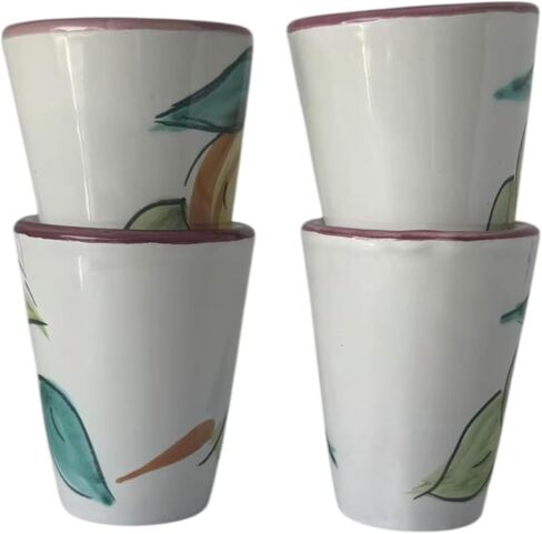 Ceramic Limoncello Glasses - an Elegant Limoncello Glass, Lemon Shot Glass with Red Rim, Set of 4 Glasses for Kitchen-Made in Italy in Saudi Arabia