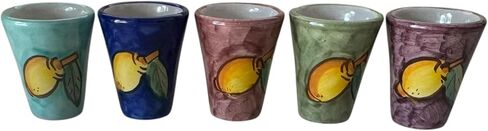Hand Painted Italian Ceramic Shot Glasses Set of 5, 1 oz Lemon Limoncello Cups, Small Ceramic Shot & Tasting Glasses, Handmade Mediterranean Pottery Drinkware in Saudi Arabia