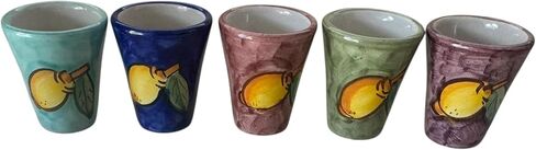 Hand Painted Italian Ceramic Shot Glasses Set of 5, 1 oz Lemon Limoncello Cups, Small Ceramic Shot & Tasting Glasses, Handmade Mediterranean Pottery Drinkware in Saudi Arabia
