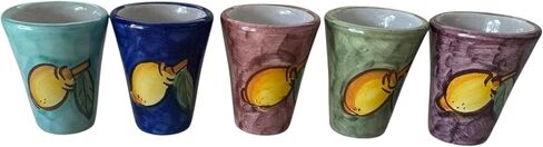 Hand Painted Italian Ceramic Shot Glasses Set of 5, 1 oz Lemon Limoncello Cups, Small Ceramic Shot & Tasting Glasses, Handmade Mediterranean Pottery Drinkware in Saudi Arabia