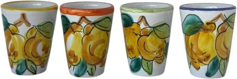 Hand Painted Italian Ceramic Shot Glasses Set of 4, 1.25 oz Lemon Limoncello Cups, Small Ceramic Shot & Tasting Glasses, Artisan Mediterranean Pottery Drinkware, Colorful Handmade Barware in Saudi Arabia