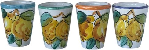 Hand Painted Italian Ceramic Shot Glasses Set of 4, 1.25 oz Lemon Limoncello Cups, Small Ceramic Shot & Tasting Glasses, Artisan Mediterranean Pottery Drinkware, Colorful Barware in Saudi Arabia
