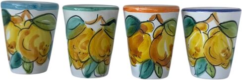Hand Painted Italian Ceramic Shot Glasses Set of 4, 1.25 oz Lemon Limoncello Cups, Small Ceramic Shot & Tasting Glasses, Artisan Mediterranean Pottery Drinkware, Colorful Barware in Saudi Arabia