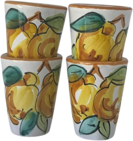 Hand Painted Lemon Ceramic Shot Glasses, Set of 4 (1.2 oz) in Saudi Arabia