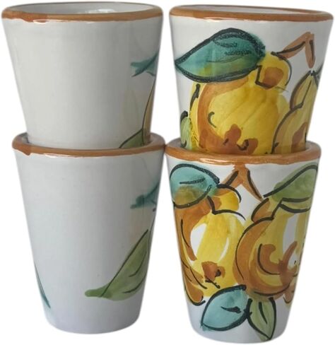 Hand Painted Lemon Ceramic Shot Glasses, Set of 4 (1.2 oz) in Saudi Arabia