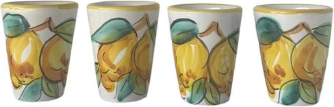 Ceramic Limoncello Glasses - an Elegant Limoncello Glass, Lemon Shot Glass with Yellow Rim, Set of 4 Glasses for Kitchen-Made in Italy in Saudi Arabia