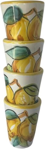 Ceramic Limoncello Glasses - an Elegant Limoncello Glass, Lemon Shot Glass with Yellow Rim, Set of 4 Glasses for Kitchen-Made in Italy in Saudi Arabia