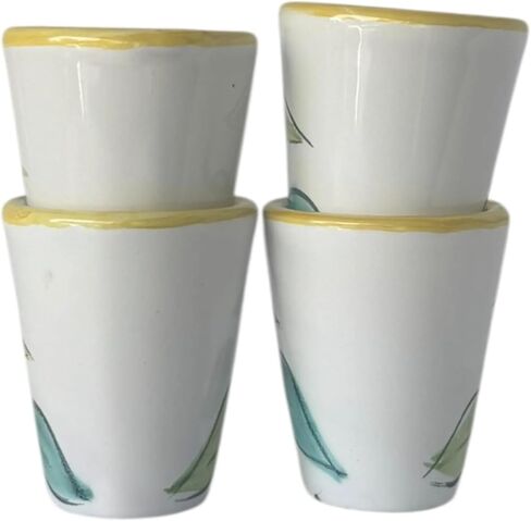 Ceramic Limoncello Glasses - an Elegant Limoncello Glass, Lemon Shot Glass with Yellow Rim, Set of 4 Glasses for Kitchen-Made in Italy in Saudi Arabia