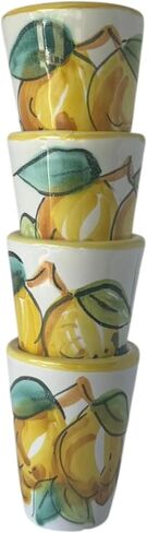 Ceramic Limoncello Glasses - an Elegant Limoncello Glass, Lemon Shot Glass with Yellow Rim, Set of 4 Glasses for Kitchen-Made in Italy in Saudi Arabia