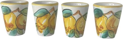 Ceramic Limoncello Glasses - an Elegant Limoncello Glass, Lemon Shot Glass with Yellow Rim, Set of 4 Glasses for Kitchen-Made in Italy in Saudi Arabia
