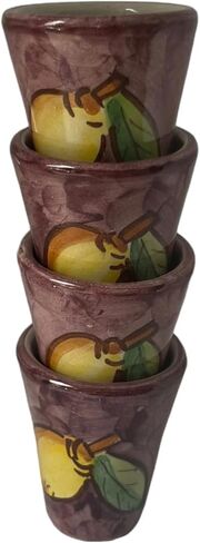 Hand Painted Italian Ceramic Shot Glasses Set of 4, 1 oz Lemon Limoncello Cups, Small Ceramic Purple Shot & Tasting Glasses, Artisan Mediterranean Pottery Drinkware in Saudi Arabia