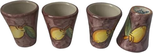 Hand Painted Italian Ceramic Shot Glasses Set of 4, 1 oz Lemon Limoncello Cups, Small Ceramic Purple Shot & Tasting Glasses, Artisan Mediterranean Pottery Drinkware in Saudi Arabia