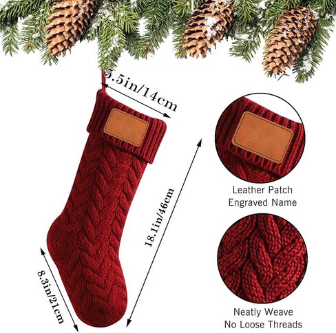 10 Pcs Personalized Christmas Stocking Custom Name Family Christmas Stocking 18" Large Knitted Xmas Stocking for Kids Holiday Family Stocking for Fireplace Christmas Holiday Party Decoration (10 Pcs) in Saudi Arabia