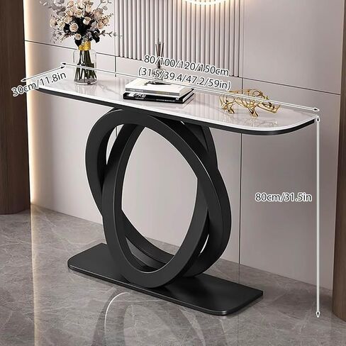 Modern Console Table Sofa Table, Narrow Long Sofa Table,with Geometric Metal Frame,with Thick Marble Tabletop,for Corridor/Entrance/Living Room/Bedroom(A,120cm/47.2in) in Saudi Arabia