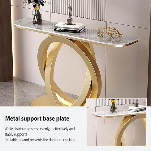 Modern Console Table Sofa Table, Narrow Long Sofa Table,with Geometric Metal Frame,with Thick Marble Tabletop,for Corridor/Entrance/Living Room/Bedroom(A,120cm/47.2in) in Saudi Arabia