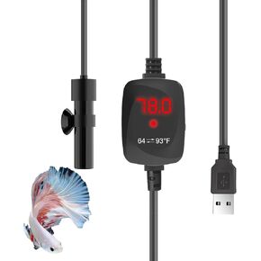 سوبر ميني حوض السمك سخان USB 10W الألومينا السيراميك بيتا سخان قابل للتعديل سخان الأسماك الغاطسة سخان خزان الأسماك الصغيرة سخان السلاحف مع العرض الرقمي ترموستات، لخزانات 0-1 جالون in Kuwait