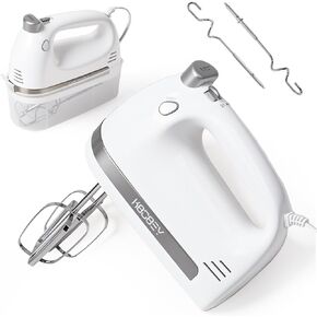 450W Electric Hand Mixer, 5-Speed Handheld Mixer with Storage Case, Turbo & Eject Button, Includes 2 Beaters & 2 Dough Hooks for Baking, Cake, Egg, Cream (White) in Kuwait