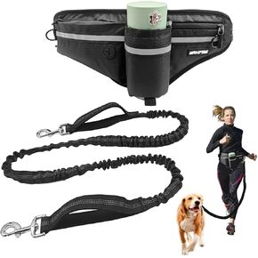 Hands Free Dog Leash with Dog Snack Waist Pack,1.4-2M Retractable Leash for Medium & Large Dogs, Waist Belt, Dual Handles, Reflective for City Walking & Running Outdoor Hiking &Travel etc. in Kuwait
