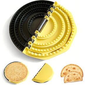 4-in-1 Tortilla Sealer, Adjustable Size for 4-6"-8-10" Crust, Detachable Shark Tooth Design, BPA-Free, Dishwasher Safe - Makes Sealed Quesadillas, Tacos, Burritos, Dumplings in Kuwait