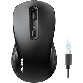 TECKNET Bluetooth Mouse, [ USB + BT1 + BT2 ] Wireless Mouse for Laptop, Silent Click, Full-Size, 4800 DPI Computer Mice Wireless, Dual Mode for Laptop, Computer, iPad, MacBook, PC in Kuwait