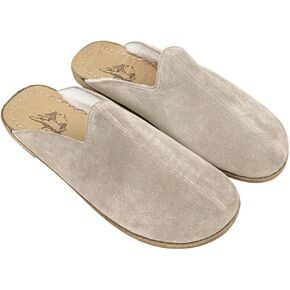 Golden Horn Cream Color Artisan Handcrafted Suede Genuine Leather Grounding Barefoot Shearling Slipper For Men Wide Toe Box Flexible Sole Lightweight Breathable Eco-Friendly Grounding Minimalist Shoes in Saudi Arabia