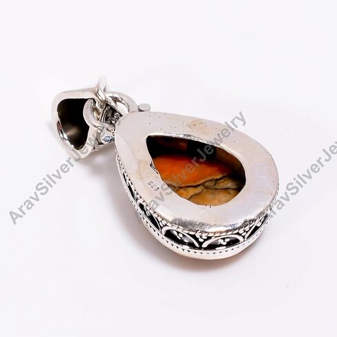 Natural Top Quality Orange Spiny Oyster Turquoise Gemstone 925 Sterling Silver Handmade Statement Pendant for Women Gift for Her in Saudi Arabia